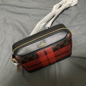 Black and Red plaid Coach purse